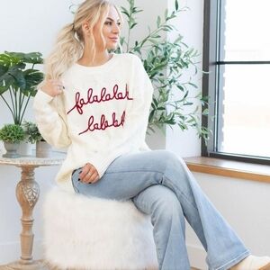 Falalalalala Cable Knit Christmas Sweater Small
